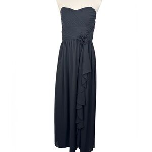 Bari Jay Empire Waist Gown Pleated Detail with Ruffle Prom Dress size 8 Black